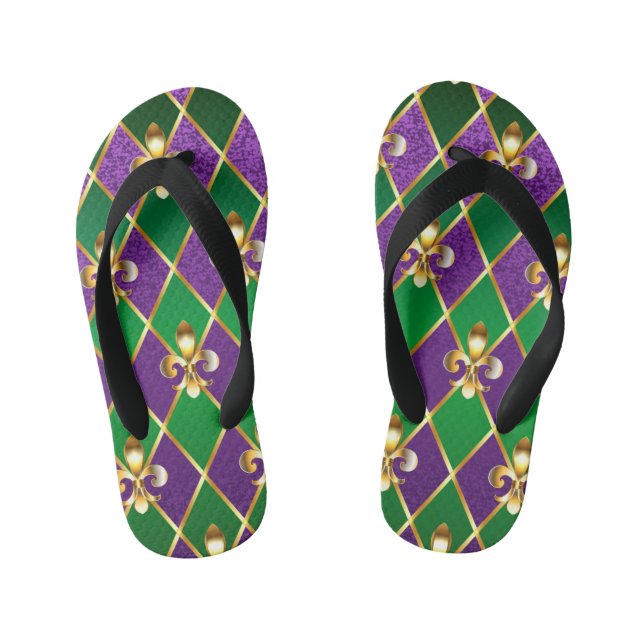 Jewellery Background Mardi Gras Kid's Flip Flops (Footbed)