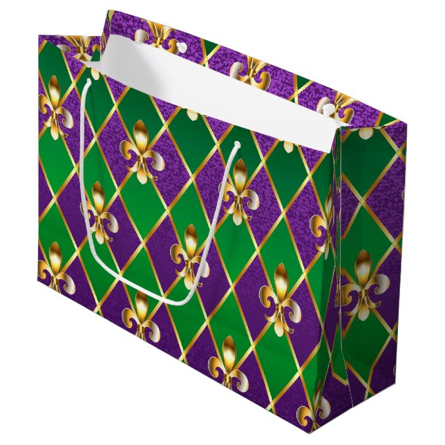 Jewellery Background Mardi Gras Large Gift Bag (Front Angled)