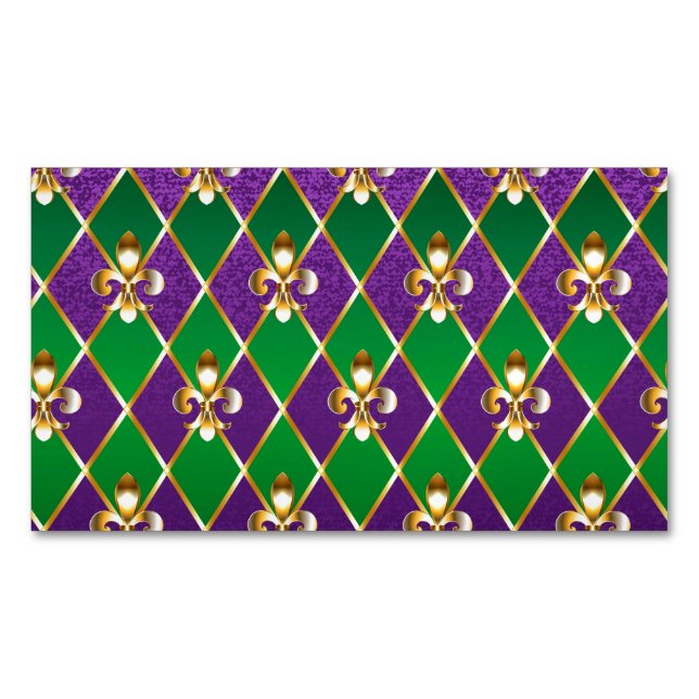 Jewellery Background Mardi Gras Magnetic Business Card (Front)