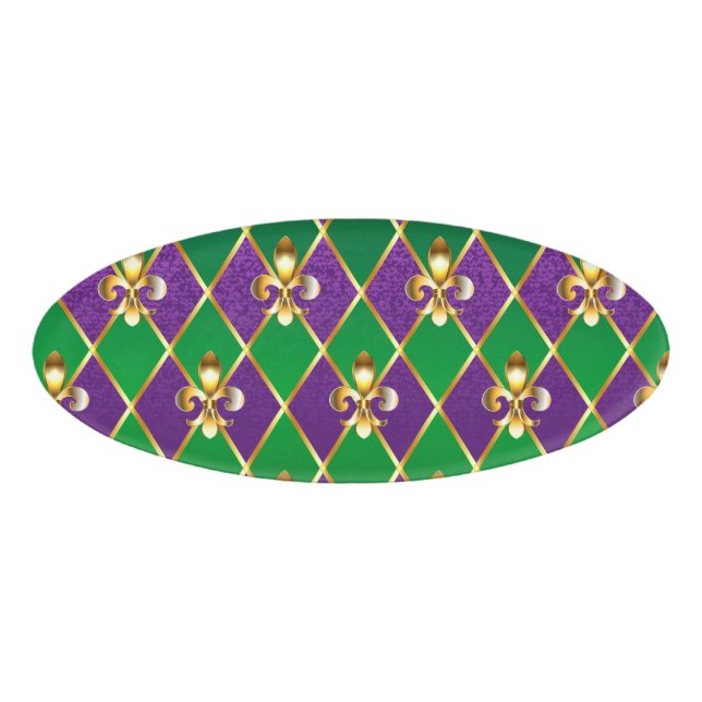Jewellery Background Mardi Gras Name Tag (Front)