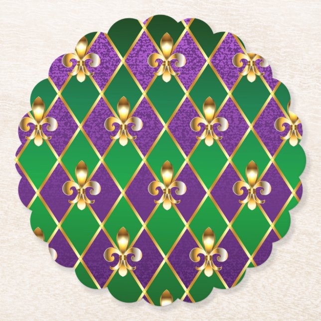 Jewellery Background Mardi Gras Paper Coaster (Front)
