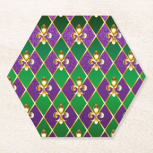 Jewellery Background Mardi Gras Paper Coaster