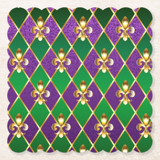 Jewellery Background Mardi Gras Paper Coaster (Front)