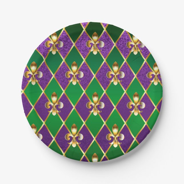 Jewellery Background Mardi Gras Paper Plate (Front)