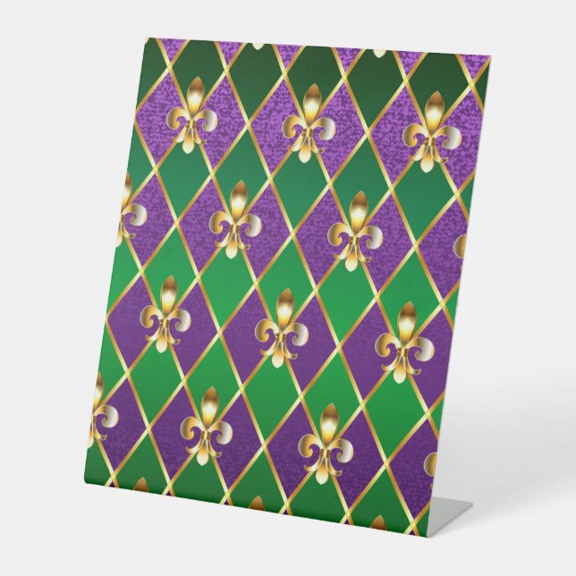 Jewellery Background Mardi Gras Pedestal Sign (Front)