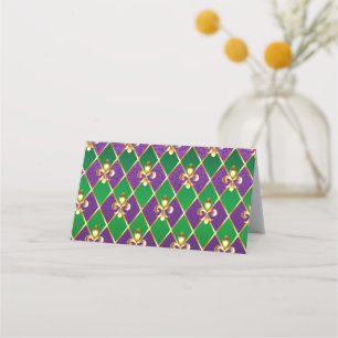 Jewellery Background Mardi Gras Place Card