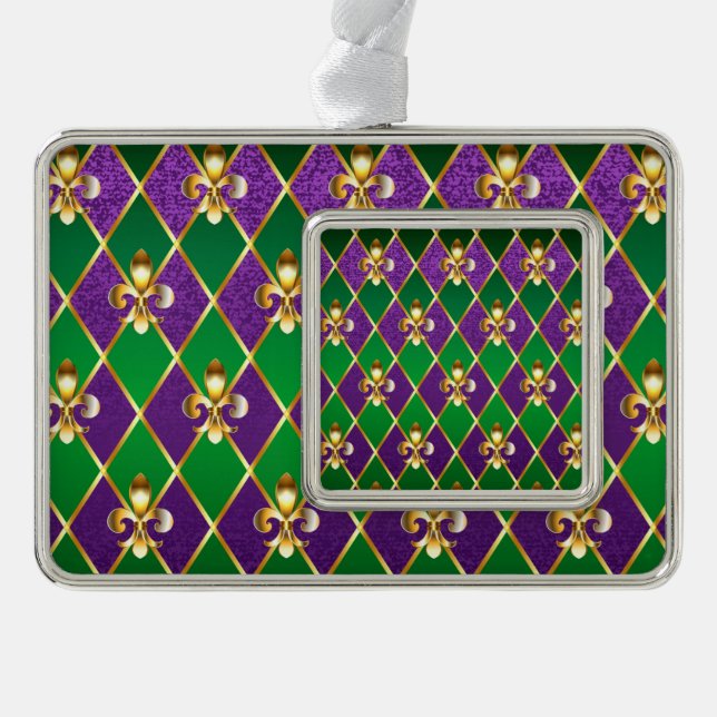 Jewellery Background Mardi Gras Silver Plated Framed Ornament (Front)