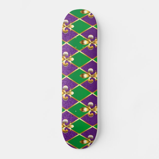 Jewellery Background Mardi Gras Skateboard (Front)