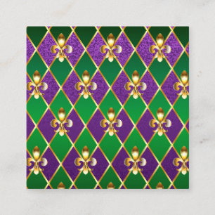 Jewellery Background Mardi Gras Square Business Card