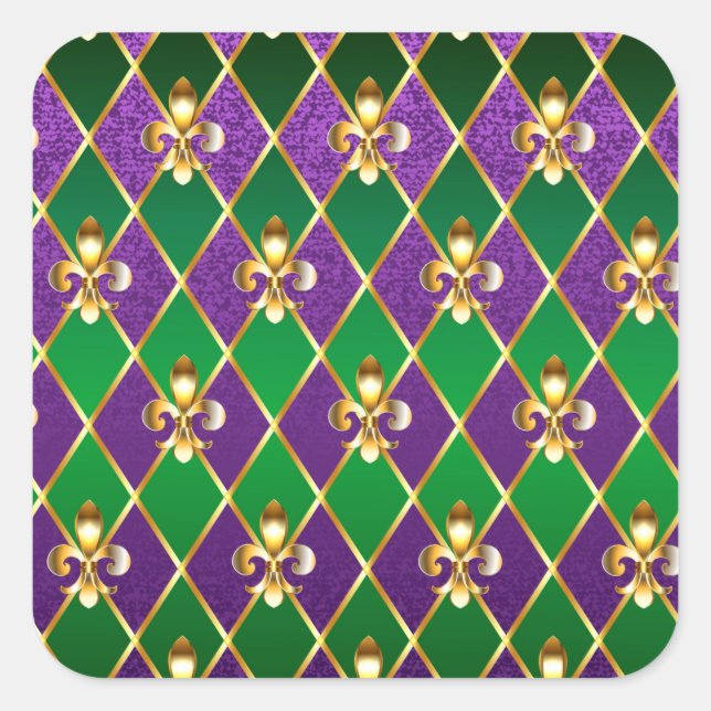 Jewellery Background Mardi Gras Square Sticker (Front)