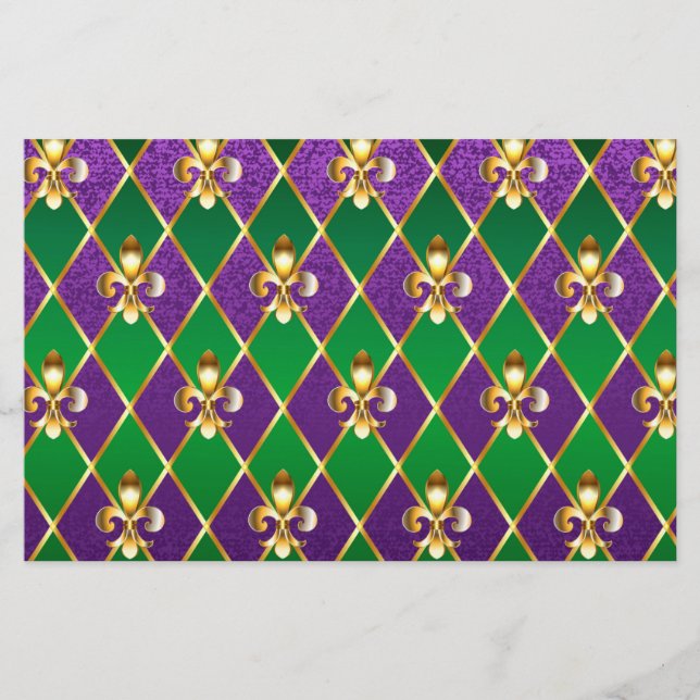 Jewellery Background Mardi Gras Stationery (Front)