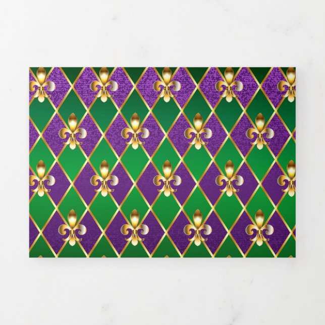 Jewellery Background Mardi Gras Tri-Fold Card (Cover)