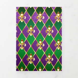 Jewellery Background Mardi Gras Tri-Fold Holiday Card