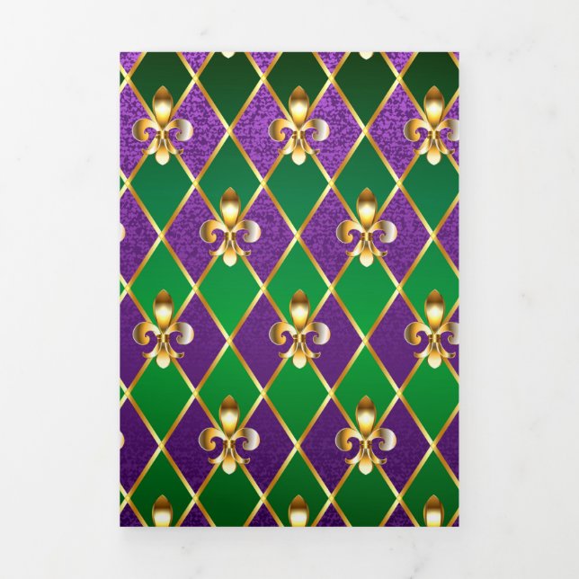 Jewellery Background Mardi Gras Tri-Fold Holiday Card (Cover)