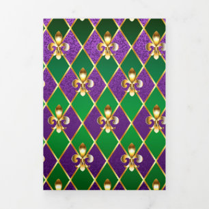 Jewellery Background Mardi Gras Tri-Fold Invitation