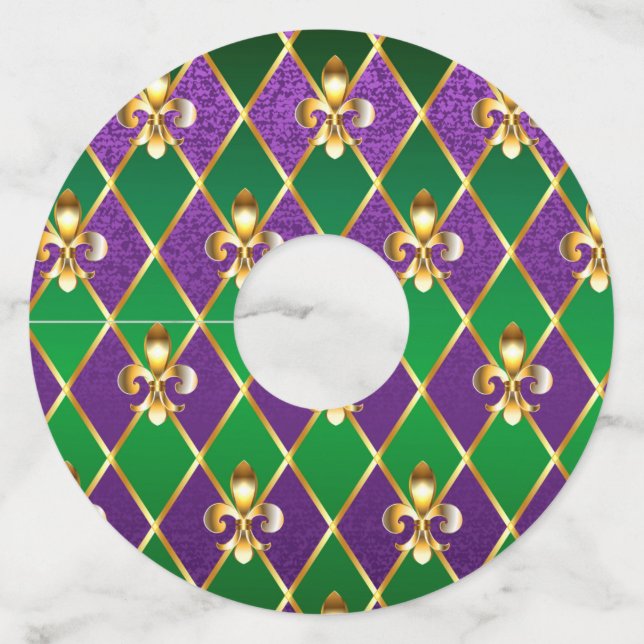 Jewellery Background Mardi Gras Wine Glass Tag (Front)