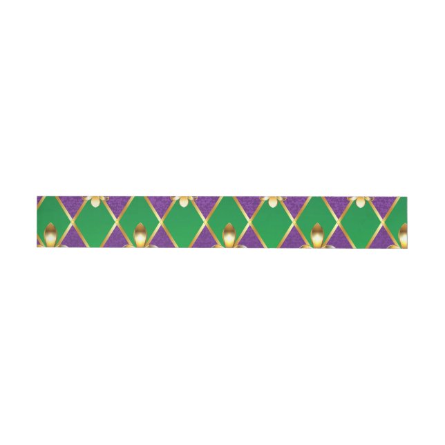 Jewellery Background Mardi Gras Wraparound Address Label (Individual)
