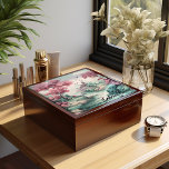 Jewellery Box, Japanese Landscape Toile Style Gift Box<br><div class="desc">A beautiful Japanese Oil Painting of a home on the river,  Toile style,  jewellery box. Product is customisable,  put any name or phrase you would like on it. Makes a great keepsake or watch box gift too.</div>