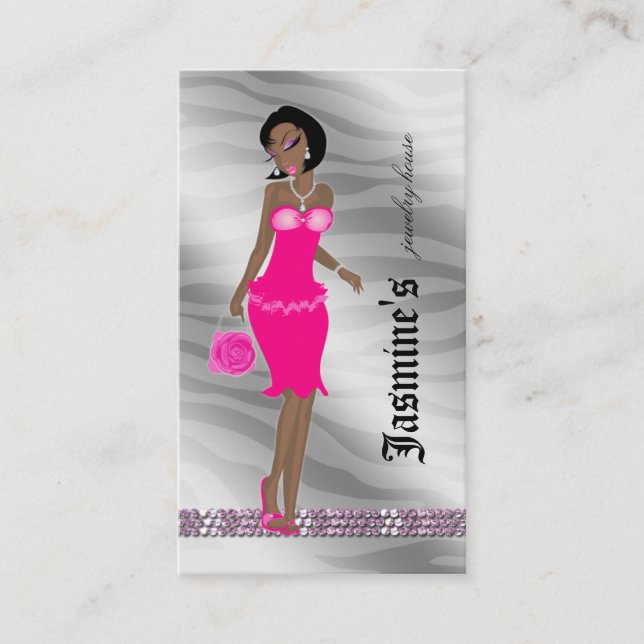 Jewellery Business Card African American Zebra SP (Front)