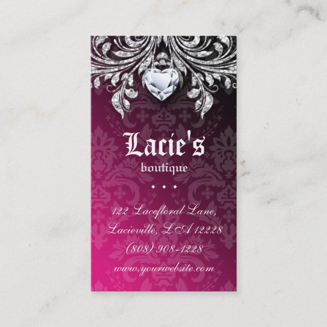 Jewellery Business Card Elegant Vintage Damask (Front)