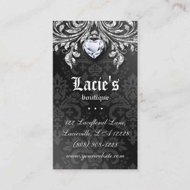 Jewellery Business Card Elegant Vintage Damask (Front)