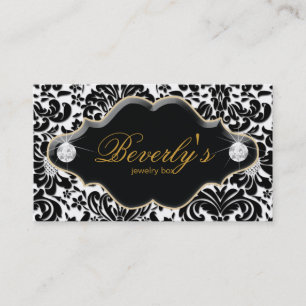 Jewellery Business Card Gold Damask Diamonds