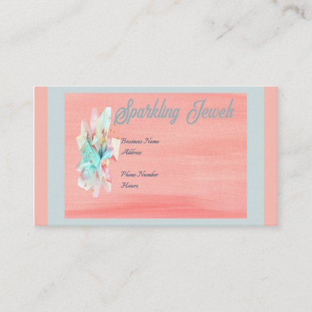 Jewellery Business Card in Peach & Turquoise (Front)