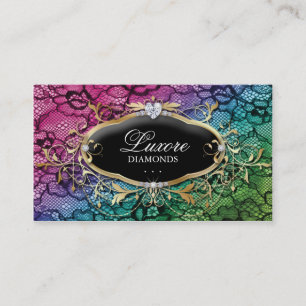 Jewellery Business Card Lace Pink Blue Heart