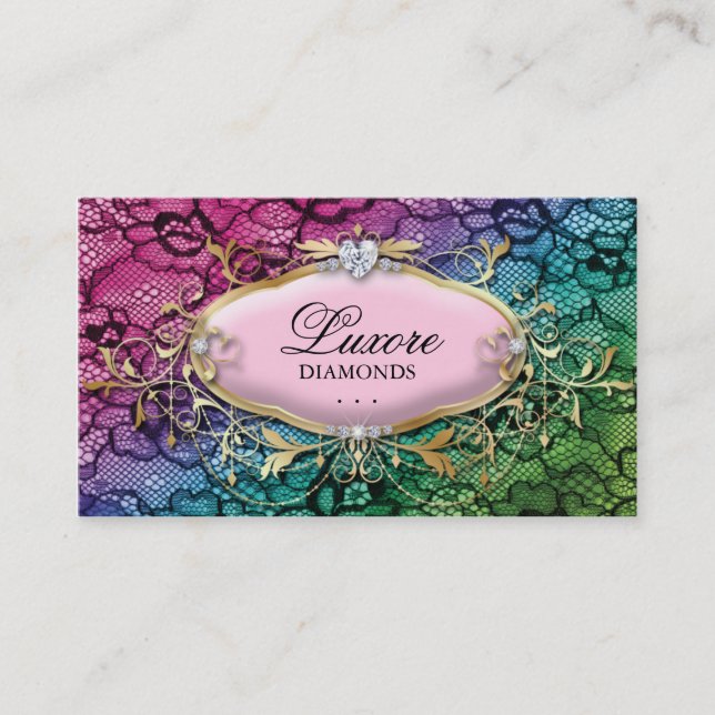 Jewellery Business Card Lace Pink Heart (Front)