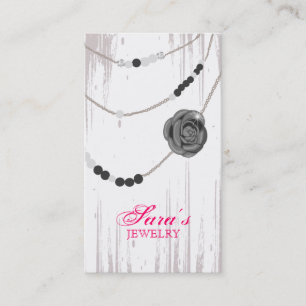 Jewellery Business Card Rose Necklace Grey Pink