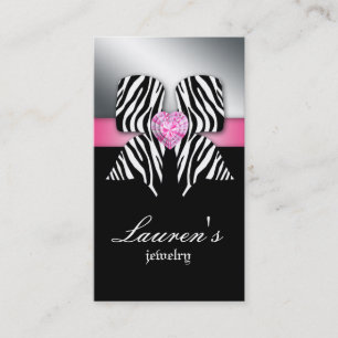 Jewellery Business Card Zebra Bow Pink