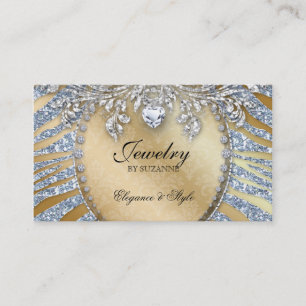 Jewellery Business Card Zebra Glitter Silver Gold