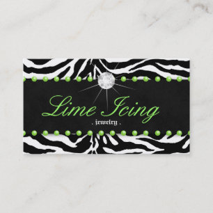 Jewellery Business Card Zebra Lime Dots Diamond