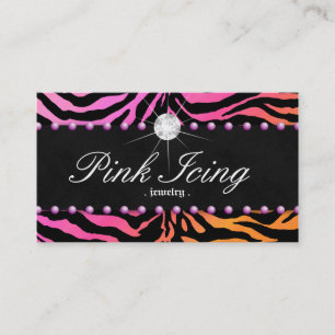 Jewellery Business Card Zebra Purple Dot Orange