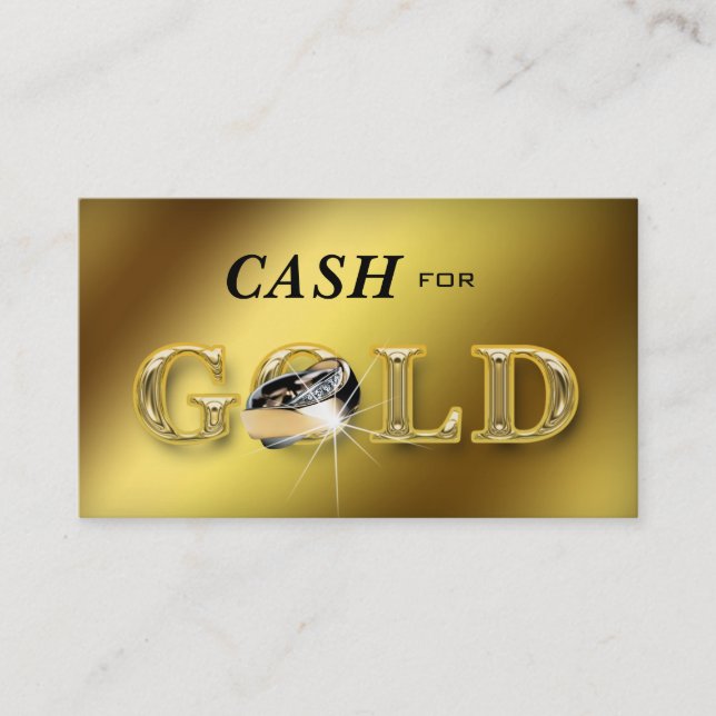 Jewellery Business Cards Cash for Gold Metallic (Front)