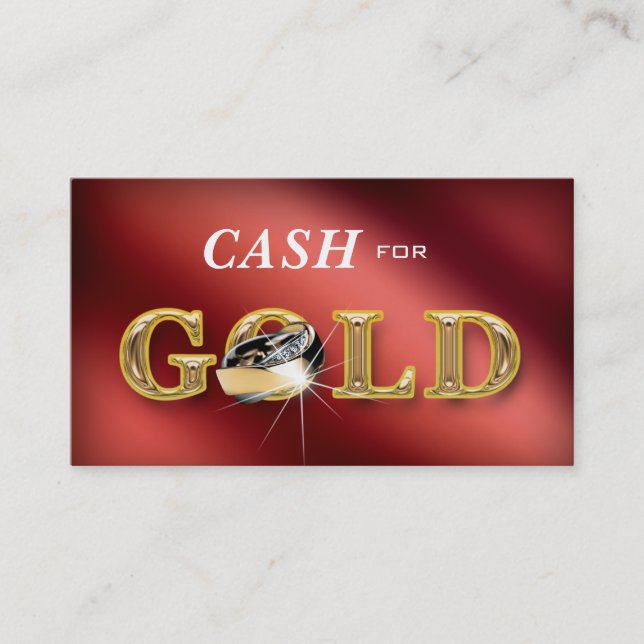 Jewellery Business Cards Cash for Gold Red (Front)