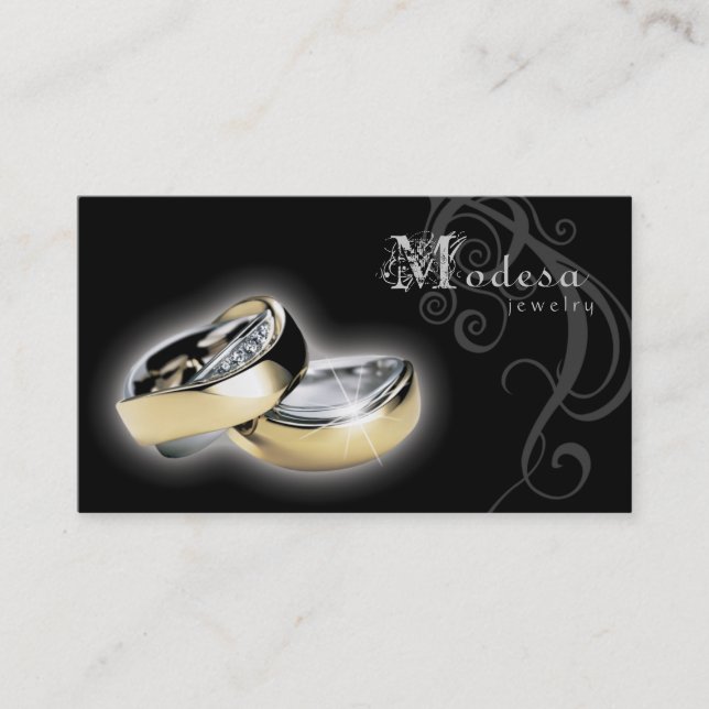 Jewellery Business Cards Engagement Rings Black (Front)