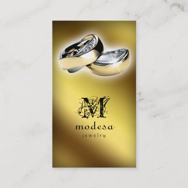 Jewellery Business Cards Engagement Rings Gold V (Front)
