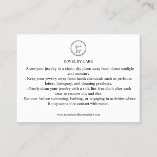 Jewellery Care Card Add Your Logo QR Code 
