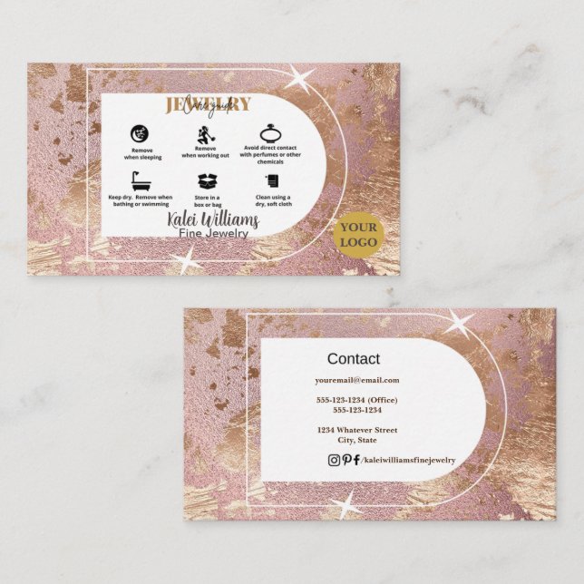 Jewellery Care Custom Business Card (Front/Back)