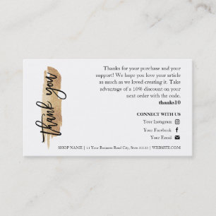 Jewellery Care Gold Gliter Script Thank You Card