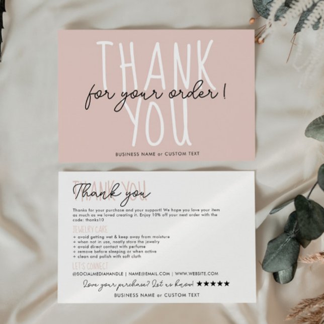 Jewellery Care Instruction Thank You Order Busines Enclosure Card (Creator Uploaded)