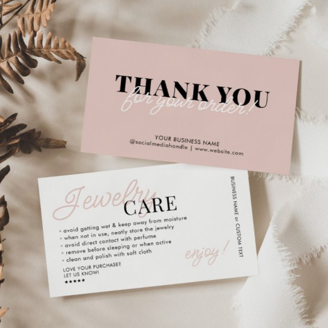 Jewellery Care Instruction Thank You Order Busines Enclosure Card (Creator Uploaded)