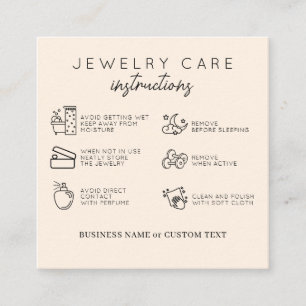 Jewellery Care Instructions Beige Thank You Busine Enclosure Card