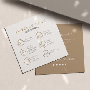 Jewellery Care Instructions Neutral Beige Thank Yo Enclosure Card