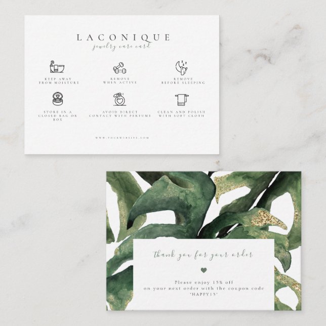  Jewellery Care Instructions | Tropical Business Card (Front/Back)