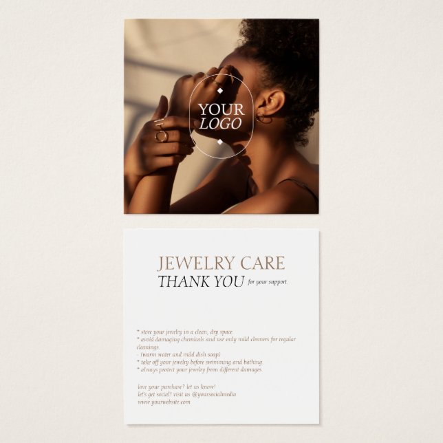 Jewellery Care Logo Photo Card (Front & Back)