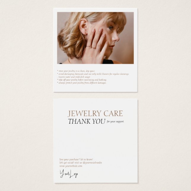 Jewellery Care Photo Card (Front & Back)