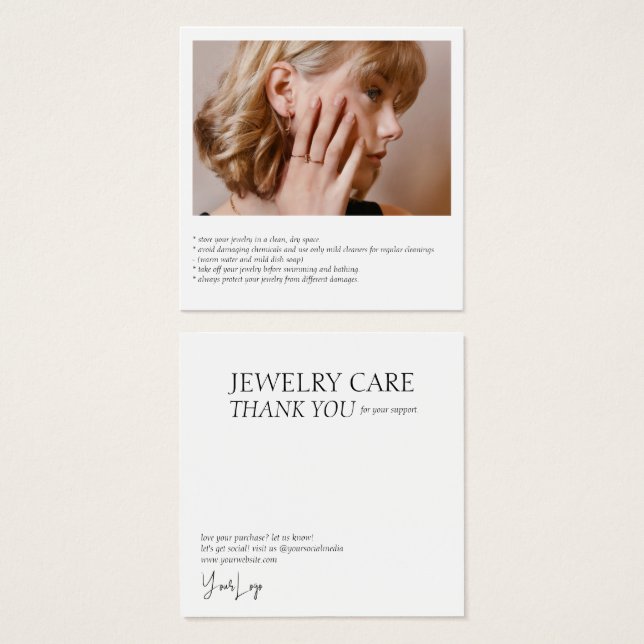 Jewellery Care Photo Card (Front & Back)