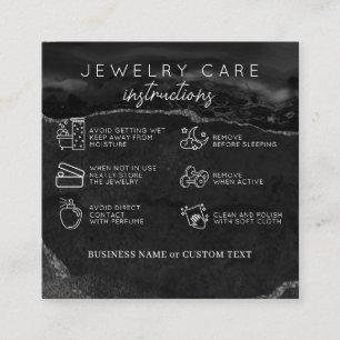 Jewellery Care Thank You Black Silver Agate Busine Enclosure Card